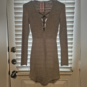 Showpo Long Sleeve Dress in Gray